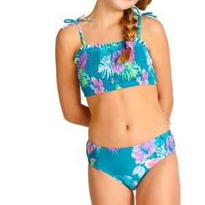 JUSTICE 2 piece Ruched Bandeau Top Bikini set